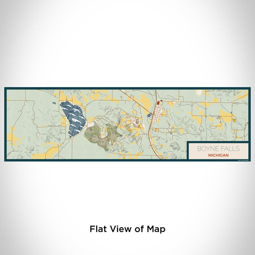 Flat View of Map Custom Boyne Falls Michigan Map Enamel Mug in Woodblock