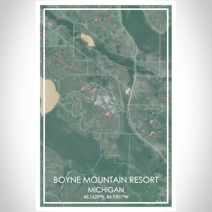Boyne Mountain Resort Michigan Map Print Portrait Orientation in Afternoon Style With Shaded Background