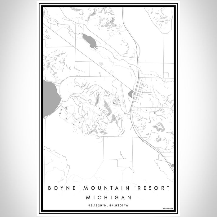 Boyne Mountain Resort Michigan Map Print Portrait Orientation in Classic Style With Shaded Background