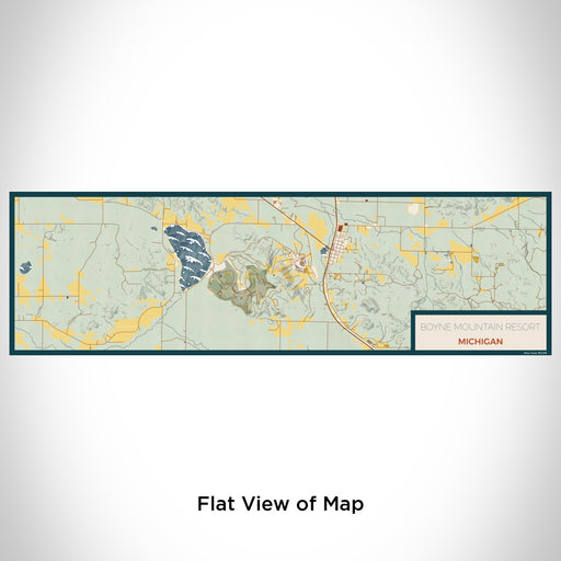 Flat View of Map Custom Boyne Mountain Resort Michigan Map Enamel Mug in Woodblock