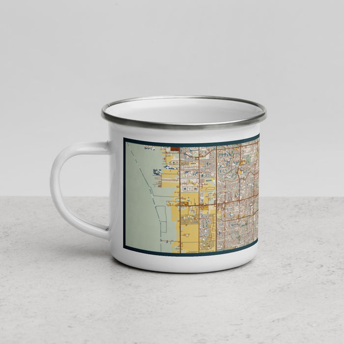 Left View Custom Boynton Beach Florida Map Enamel Mug in Woodblock