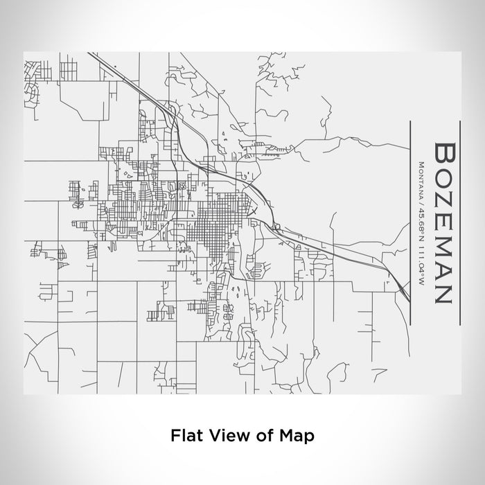 Rendered View of Bozeman Montana Map Engraving on 20oz Stainless Steel Insulated Bottle with Bamboo Top in White