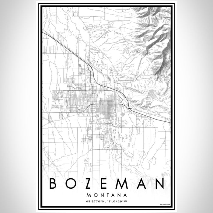 Bozeman Montana Map Print Portrait Orientation in Classic Style With Shaded Background