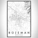 Bozeman Montana Map Print Portrait Orientation in Classic Style With Shaded Background