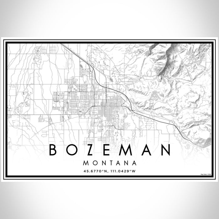 Bozeman Montana Map Print Landscape Orientation in Classic Style With Shaded Background