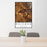 24x36 Bozeman Montana Map Print Portrait Orientation in Ember Style Behind 2 Chairs Table and Potted Plant