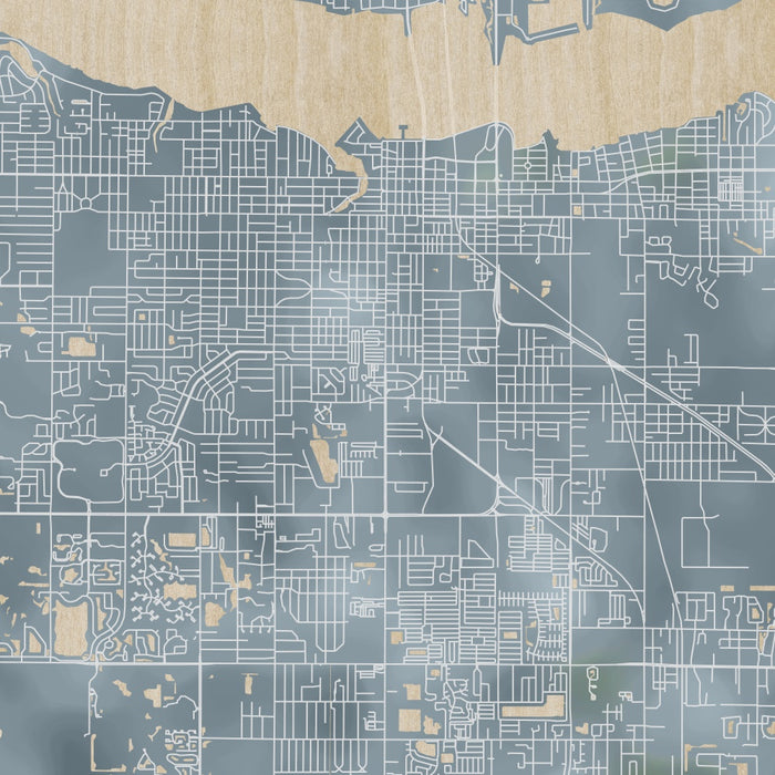 Bradenton Florida Map Print in Afternoon Style Zoomed In Close Up Showing Details