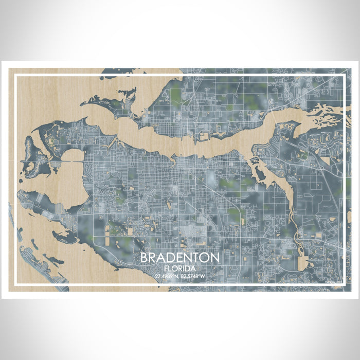 Bradenton Florida Map Print Landscape Orientation in Afternoon Style With Shaded Background