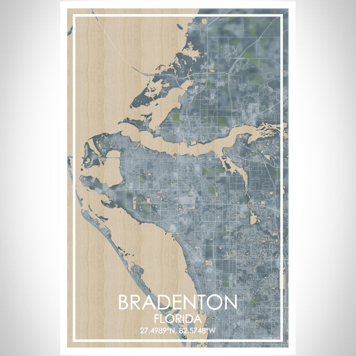Bradenton Florida Map Print Portrait Orientation in Afternoon Style With Shaded Background