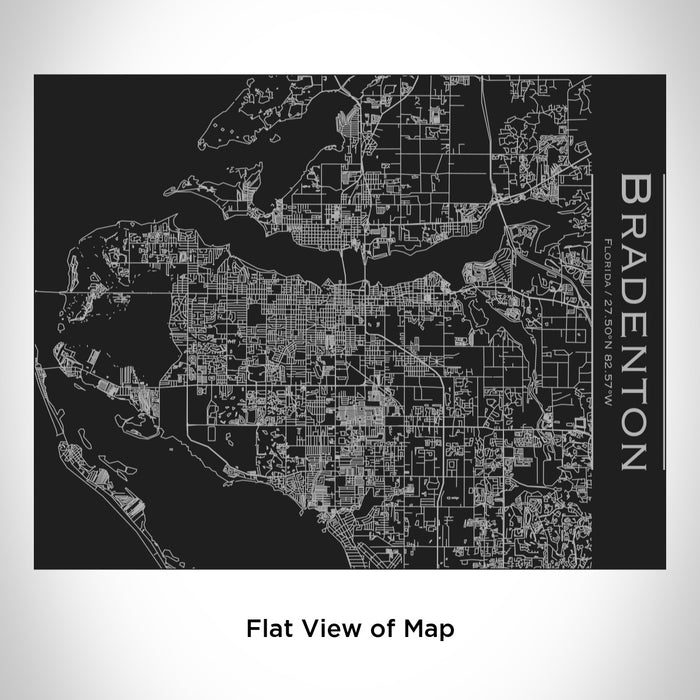 Rendered View of Bradenton Florida Map Engraving on 20oz Stainless Steel Insulated Bottle with Bamboo Top in Black