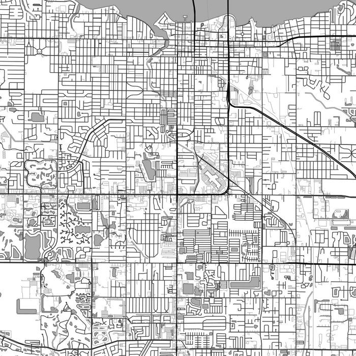 Bradenton Florida Map Print in Classic Style Zoomed In Close Up Showing Details