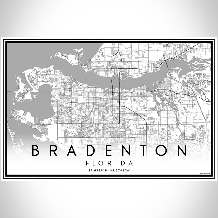 Bradenton Florida Map Print Landscape Orientation in Classic Style With Shaded Background