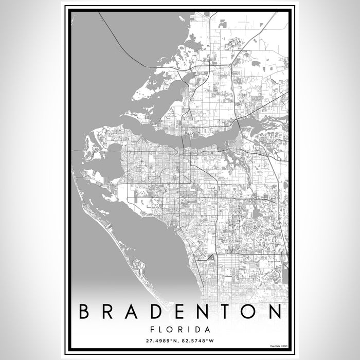Bradenton Florida Map Print Portrait Orientation in Classic Style With Shaded Background