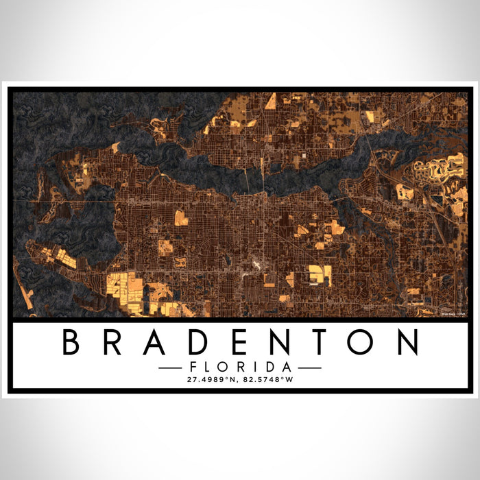 Bradenton Florida Map Print Landscape Orientation in Ember Style With Shaded Background