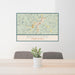24x36 Bradford Pennsylvania Map Print Lanscape Orientation in Woodblock Style Behind 2 Chairs Table and Potted Plant