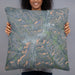 Person holding 22x22 Custom Bradford Pennsylvania Map Throw Pillow in Afternoon
