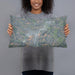 Person holding 20x12 Custom Bradford Pennsylvania Map Throw Pillow in Afternoon