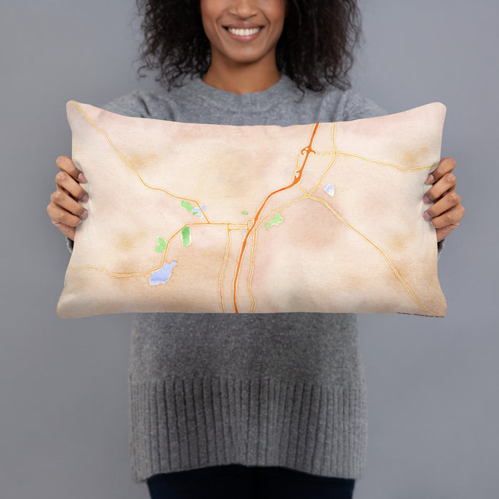 Person holding 20x12 Custom Bradford Pennsylvania Map Throw Pillow in Watercolor