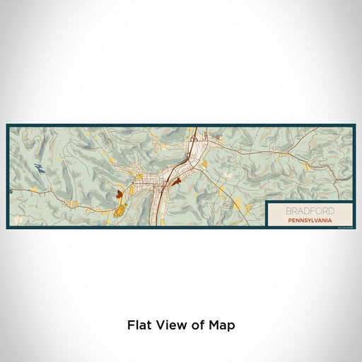 Flat View of Map Custom Bradford Pennsylvania Map Enamel Mug in Woodblock