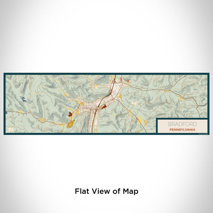 Flat View of Map Custom Bradford Pennsylvania Map Enamel Mug in Woodblock