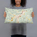 Person holding 20x12 Custom Bradford Pennsylvania Map Throw Pillow in Woodblock
