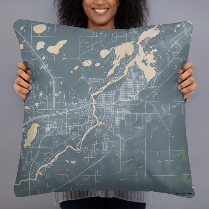 Person holding 22x22 Custom Brainerd Minnesota Map Throw Pillow in Afternoon