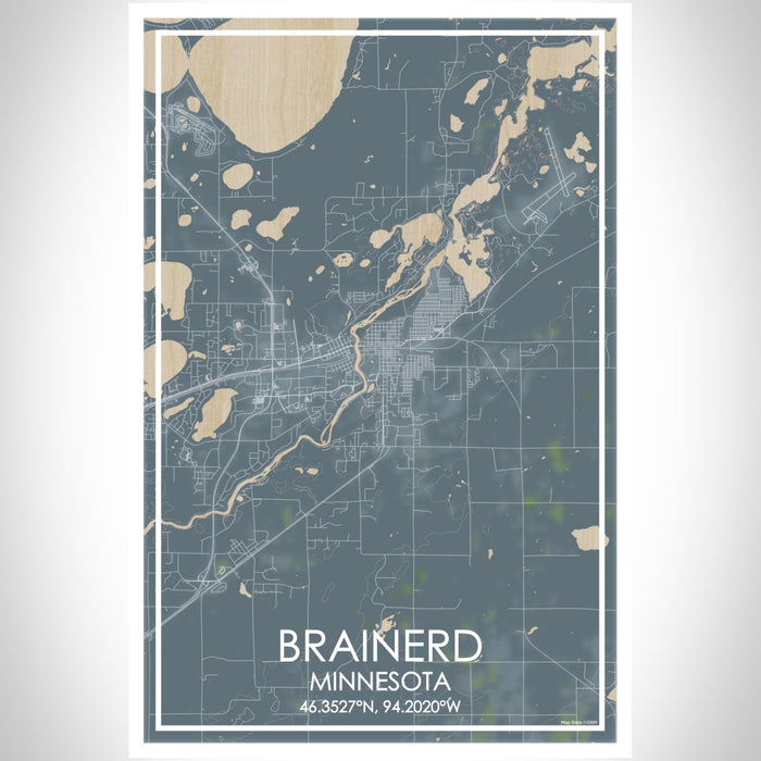Brainerd Minnesota Map Print Portrait Orientation in Afternoon Style With Shaded Background