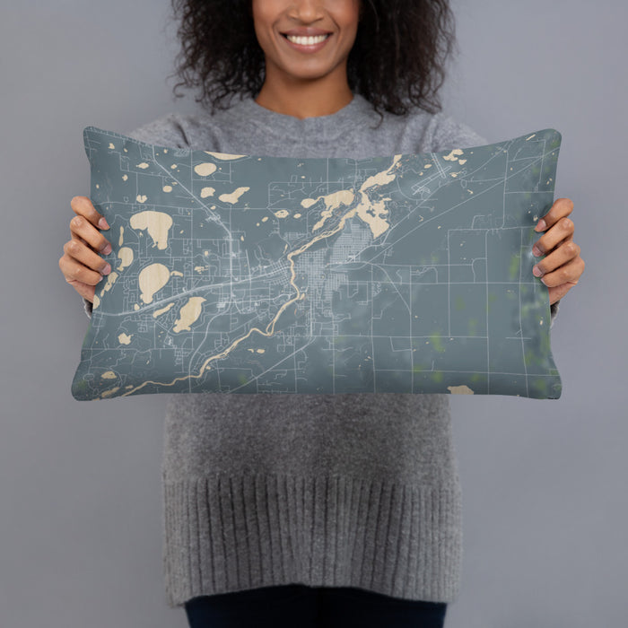 Person holding 20x12 Custom Brainerd Minnesota Map Throw Pillow in Afternoon