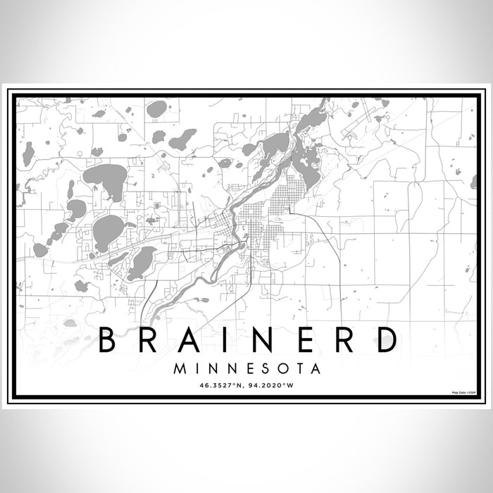 Brainerd Minnesota Map Print Landscape Orientation in Classic Style With Shaded Background