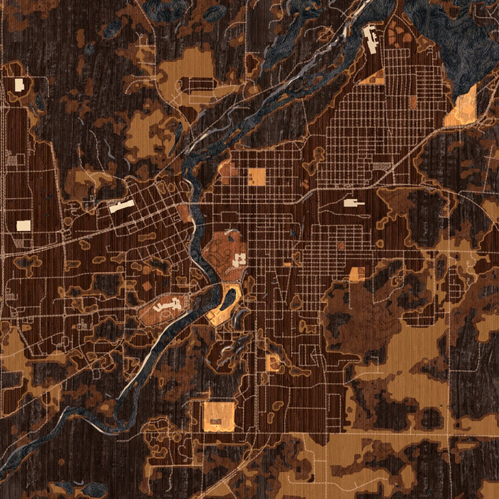 Brainerd Minnesota Map Print in Ember Style Zoomed In Close Up Showing Details