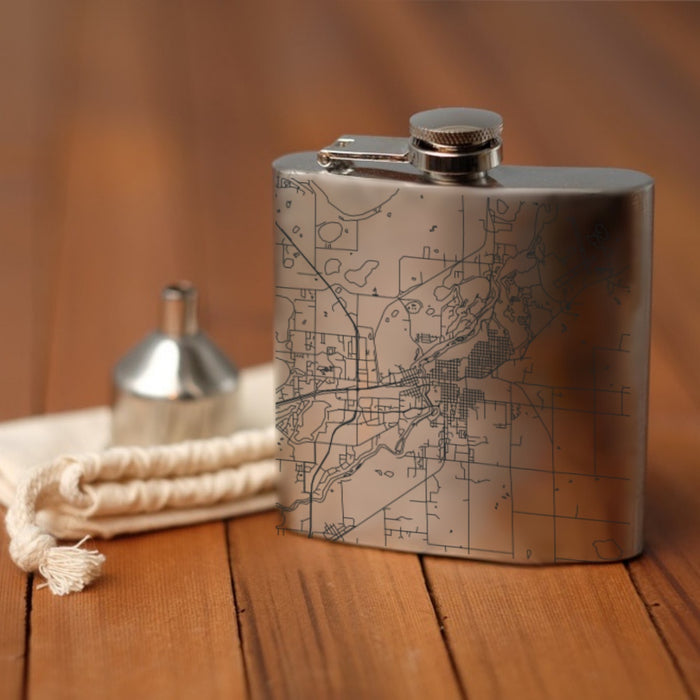 Brainerd Minnesota Custom Engraved City Map Inscription Coordinates on 6oz Stainless Steel Flask