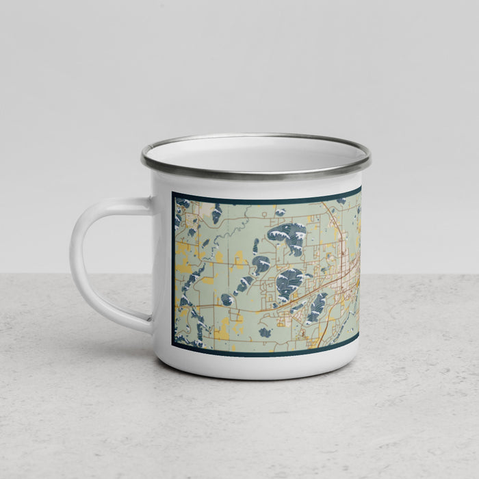 Left View Custom Brainerd Minnesota Map Enamel Mug in Woodblock