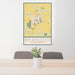 24x36 Brandon South Dakota Map Print Portrait Orientation in Woodblock Style Behind 2 Chairs Table and Potted Plant