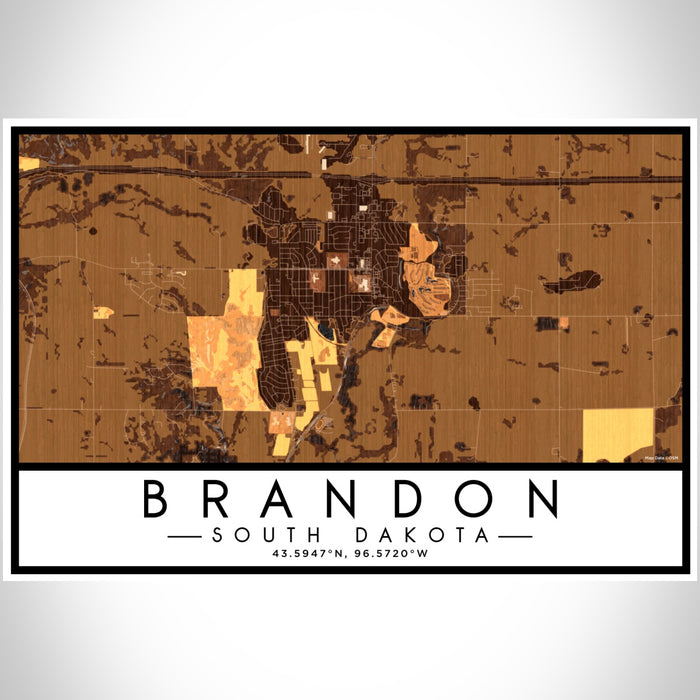 Brandon South Dakota Map Print Landscape Orientation in Ember Style With Shaded Background