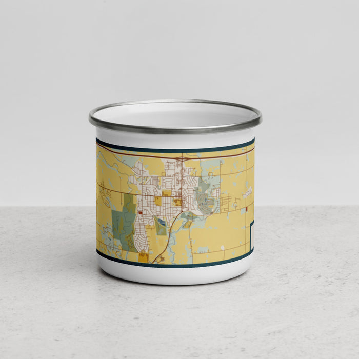 Front View Custom Brandon South Dakota Map Enamel Mug in Woodblock