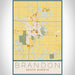 Brandon South Dakota Map Print Portrait Orientation in Woodblock Style With Shaded Background