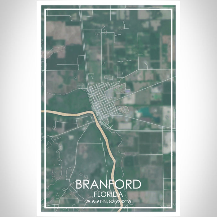 Branford Florida Map Print Portrait Orientation in Afternoon Style With Shaded Background