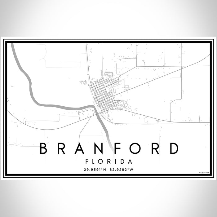Branford Florida Map Print Landscape Orientation in Classic Style With Shaded Background