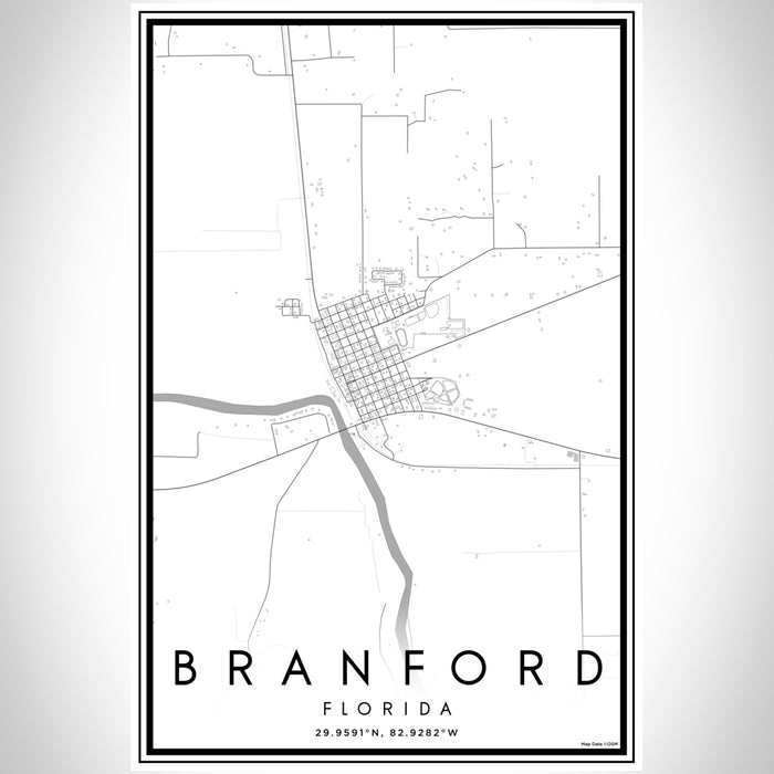 Branford Florida Map Print Portrait Orientation in Classic Style With Shaded Background