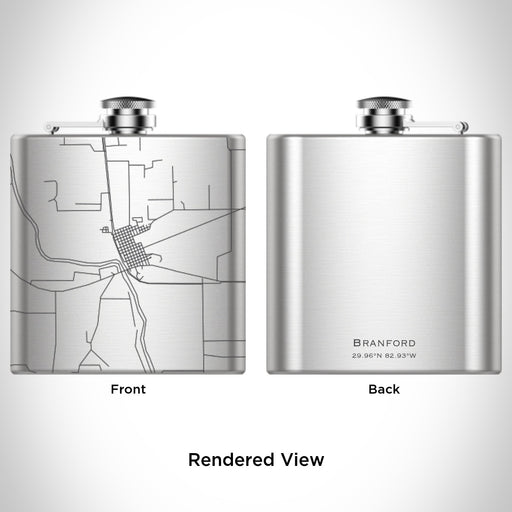 Rendered View of Branford Florida Map Engraving on 6oz Stainless Steel Flask