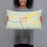 Person holding 20x12 Custom Branford Florida Map Throw Pillow in Woodblock