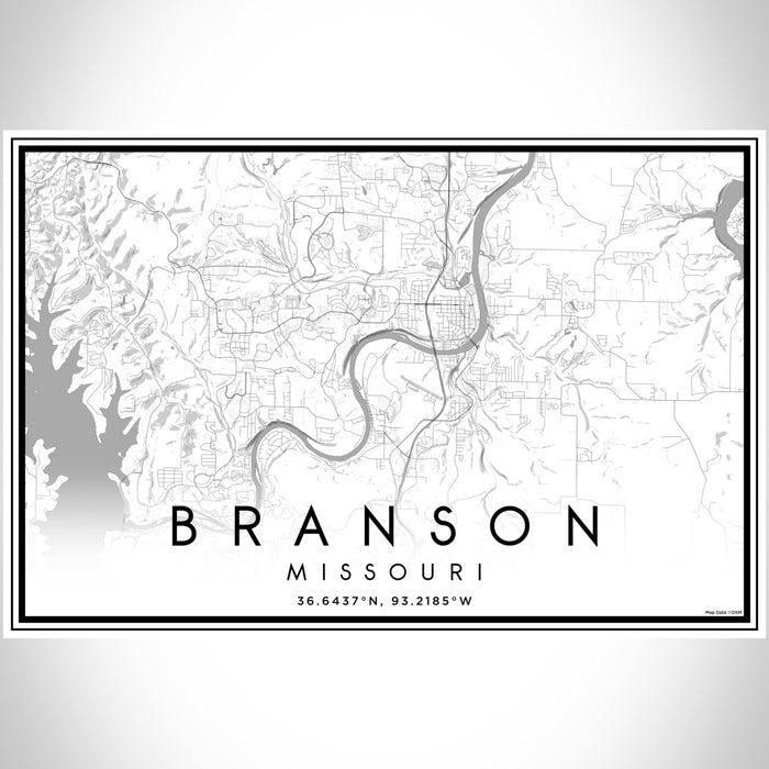 Branson Missouri Map Print Landscape Orientation in Classic Style With Shaded Background