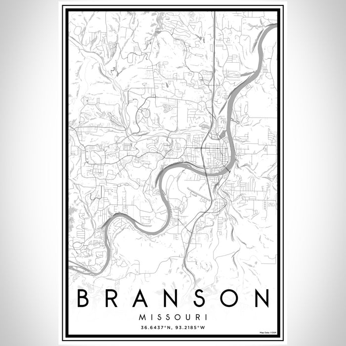 Branson Missouri Map Print Portrait Orientation in Classic Style With Shaded Background