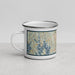 Left View Custom Branson Missouri Map Enamel Mug in Woodblock