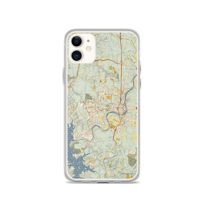 Custom iPhone 11 Branson Missouri Map Phone Case in Woodblock