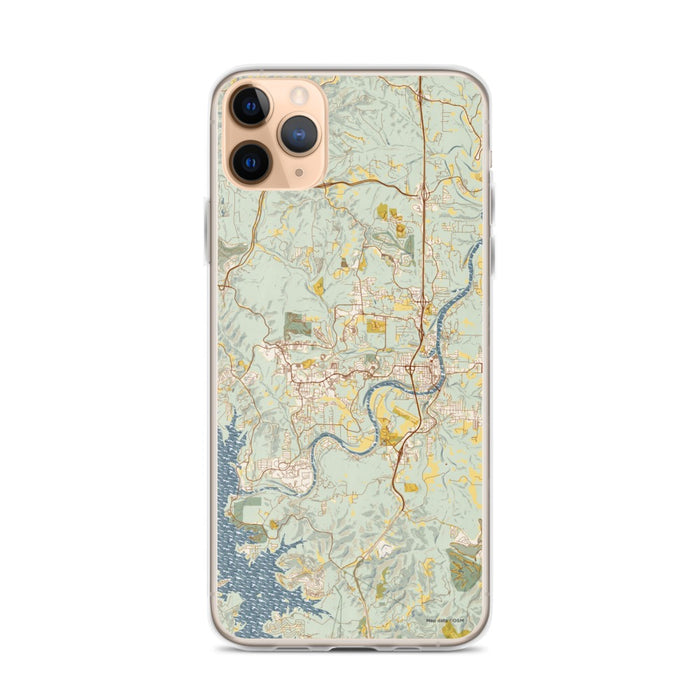Custom iPhone 11 Pro Max Branson Missouri Map Phone Case in Woodblock