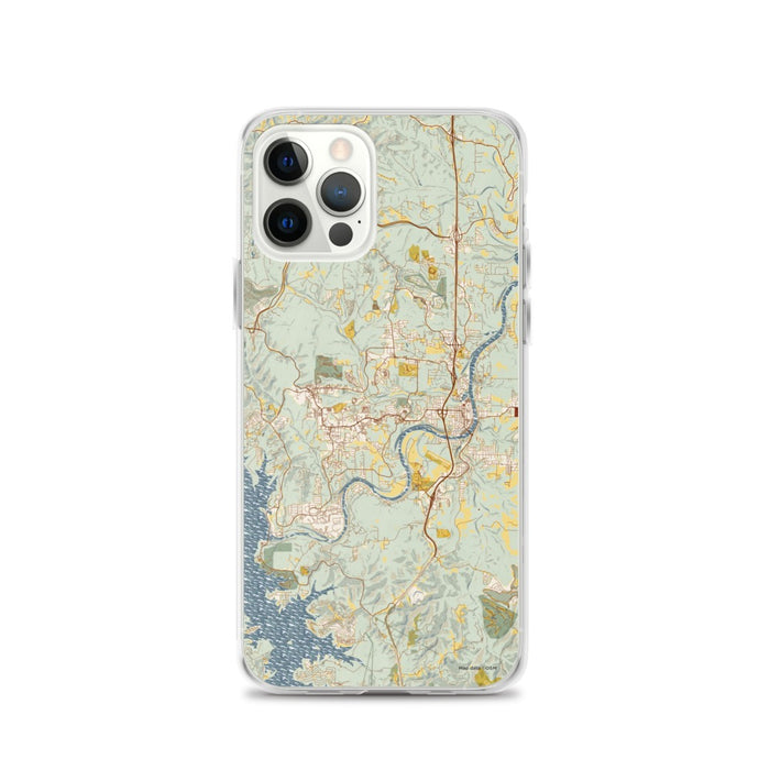 Custom iPhone 12 Pro Branson Missouri Map Phone Case in Woodblock