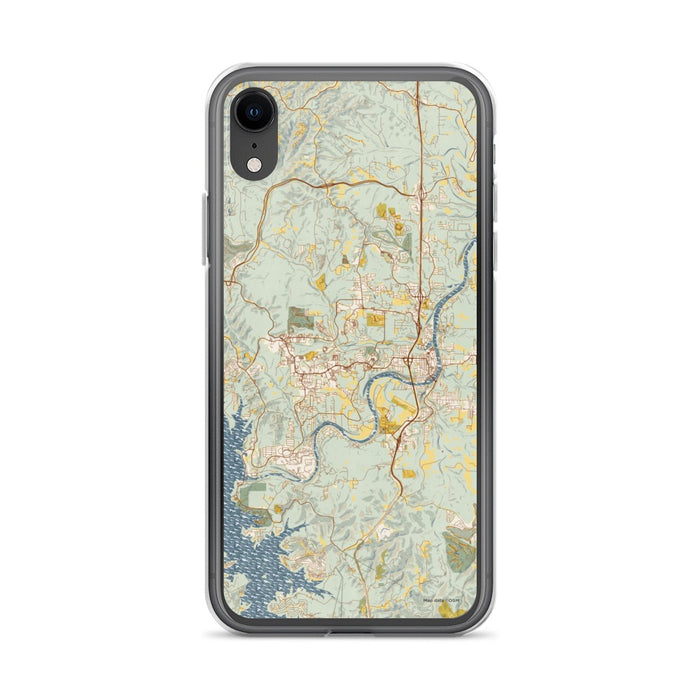 Custom iPhone XR Branson Missouri Map Phone Case in Woodblock