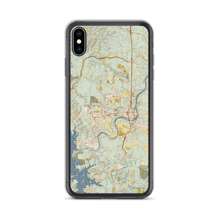 Custom iPhone XS Max Branson Missouri Map Phone Case in Woodblock