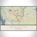 Branson Missouri Map Print Landscape Orientation in Woodblock Style With Shaded Background